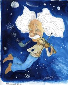 Albert Einstein. Tegnet av Jan O.